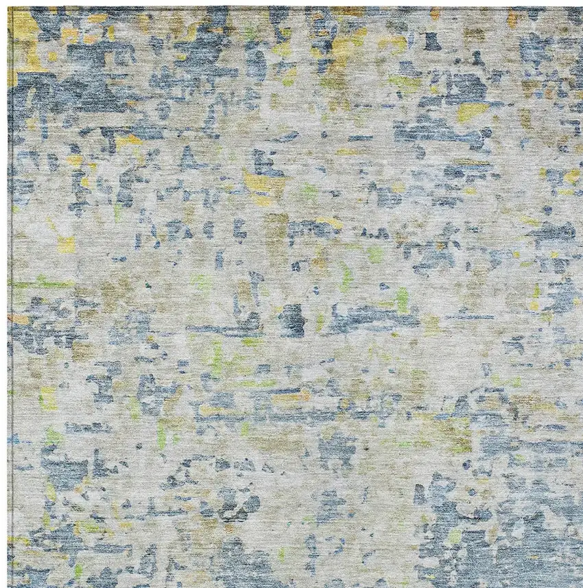 Blue Gray And Green Abstract Washable Indoor Outdoor Area Rug Photo 6