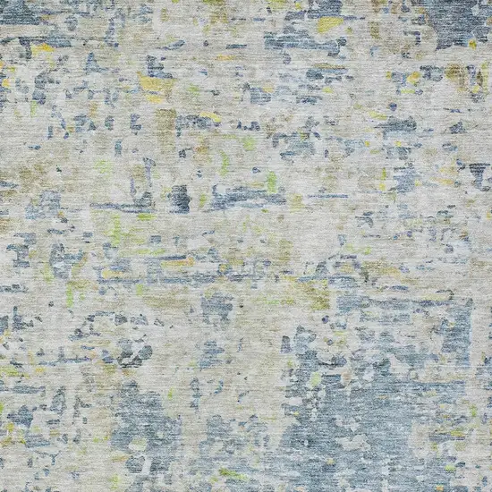 Blue Gray And Green Abstract Washable Indoor Outdoor Area Rug Photo 6