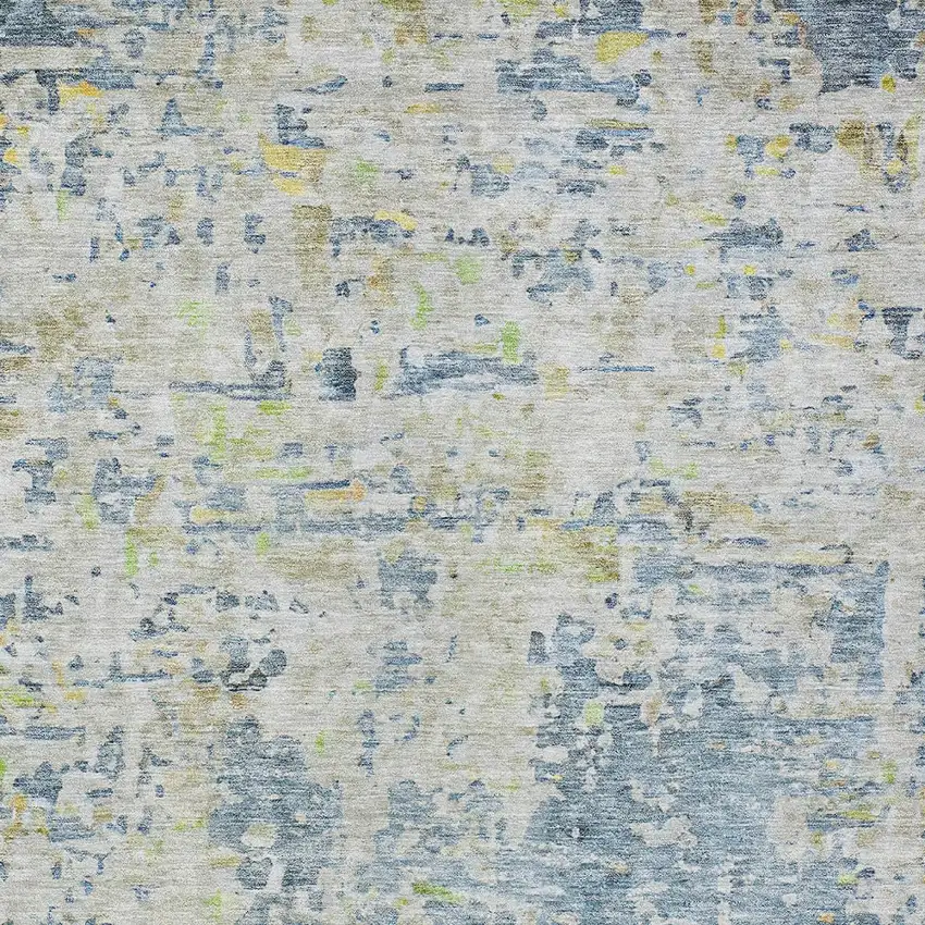 Blue Gray And Green Abstract Washable Indoor Outdoor Area Rug Photo 6