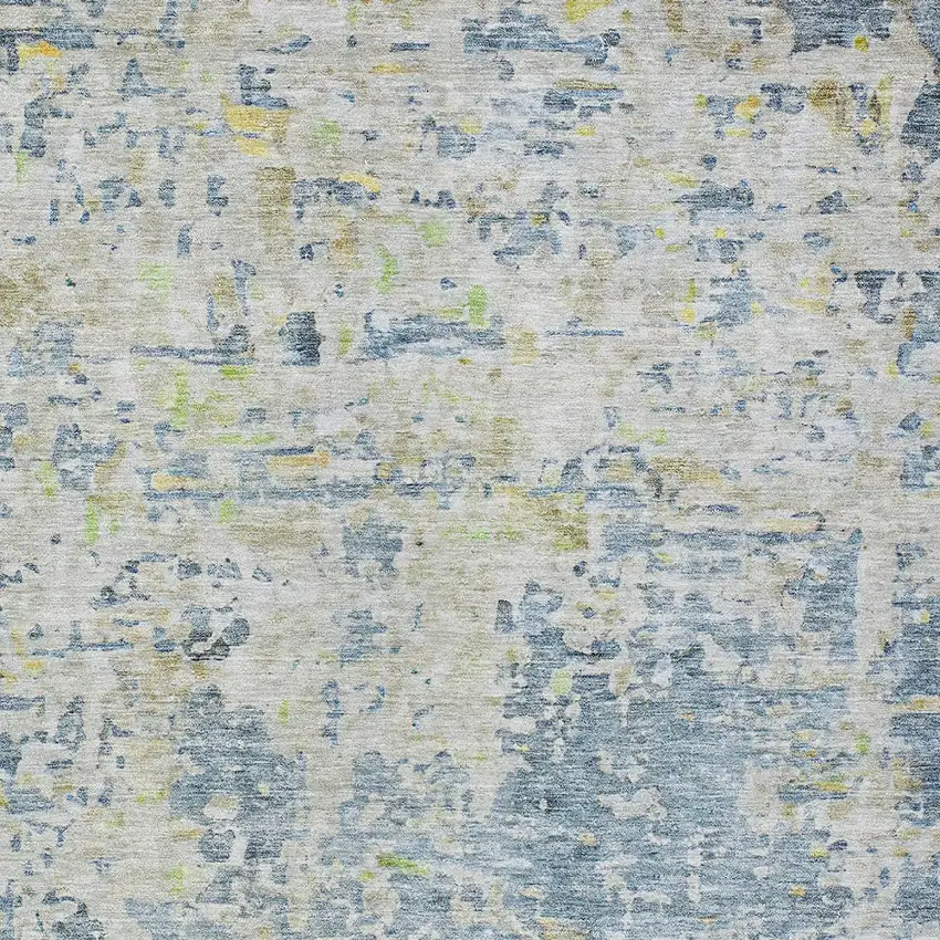 Blue Gray And Green Abstract Washable Indoor Outdoor Area Rug Photo 6