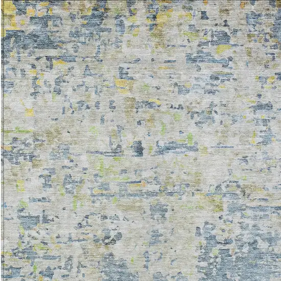 Blue Gray And Green Abstract Washable Indoor Outdoor Area Rug Photo 6