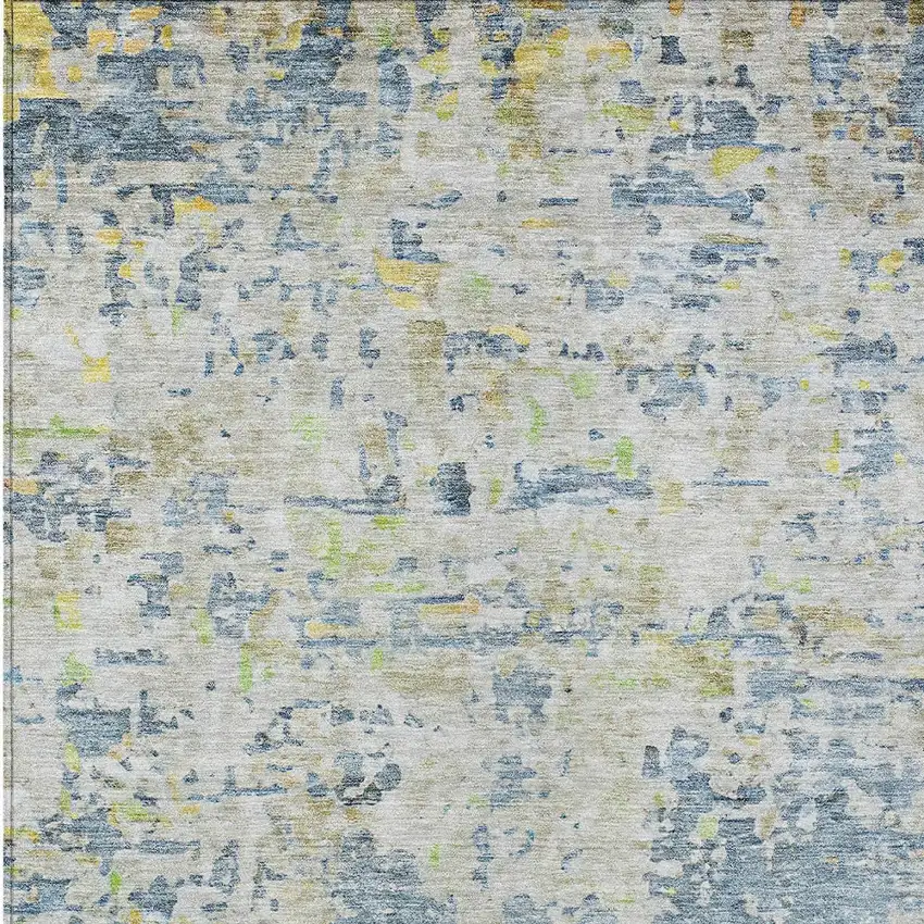 Blue Gray And Green Abstract Washable Indoor Outdoor Area Rug Photo 6