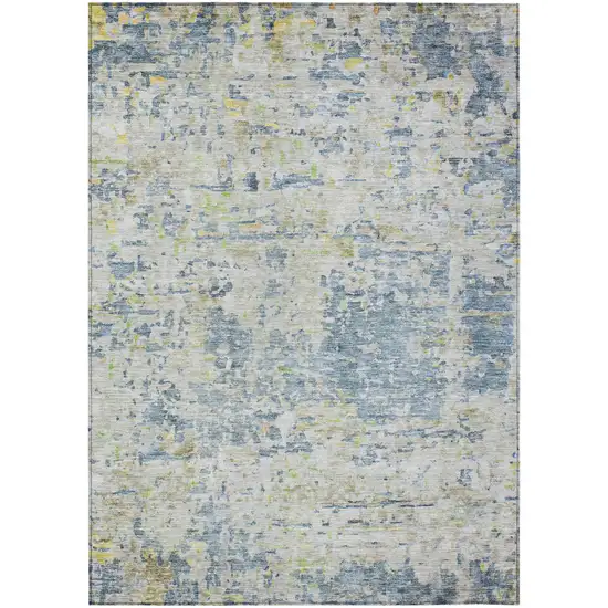 Blue Gray And Green Abstract Washable Indoor Outdoor Area Rug Photo 2