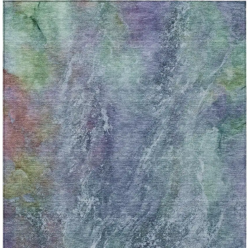Blue Gray And Green Abstract Washable Indoor Outdoor Area Rug Photo 6
