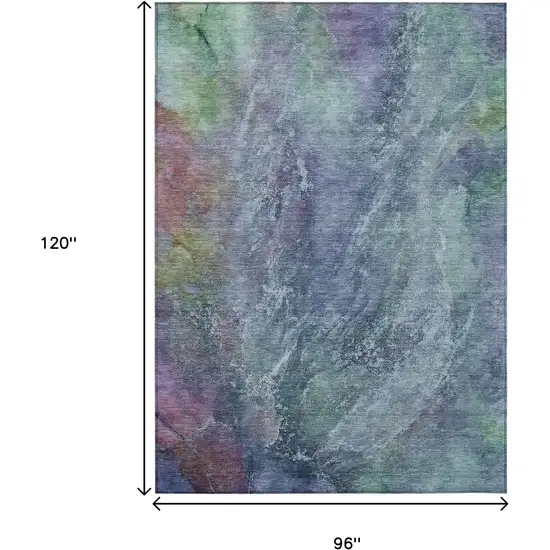 Blue Gray And Green Abstract Washable Indoor Outdoor Area Rug Photo 3