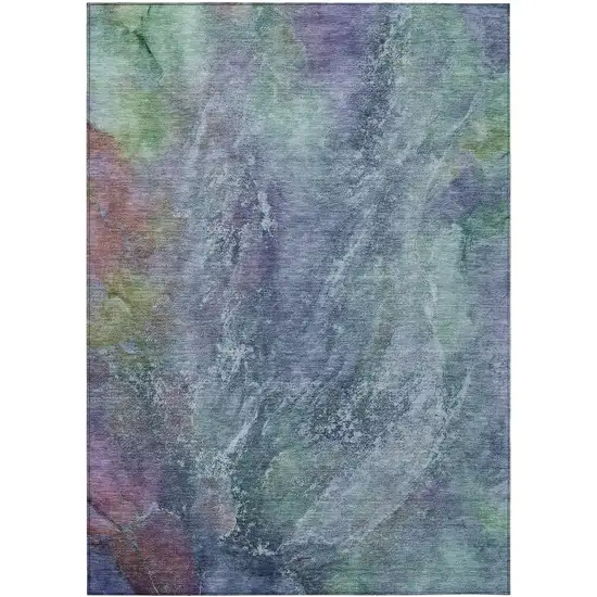 Blue Gray And Green Abstract Washable Indoor Outdoor Area Rug Photo 2