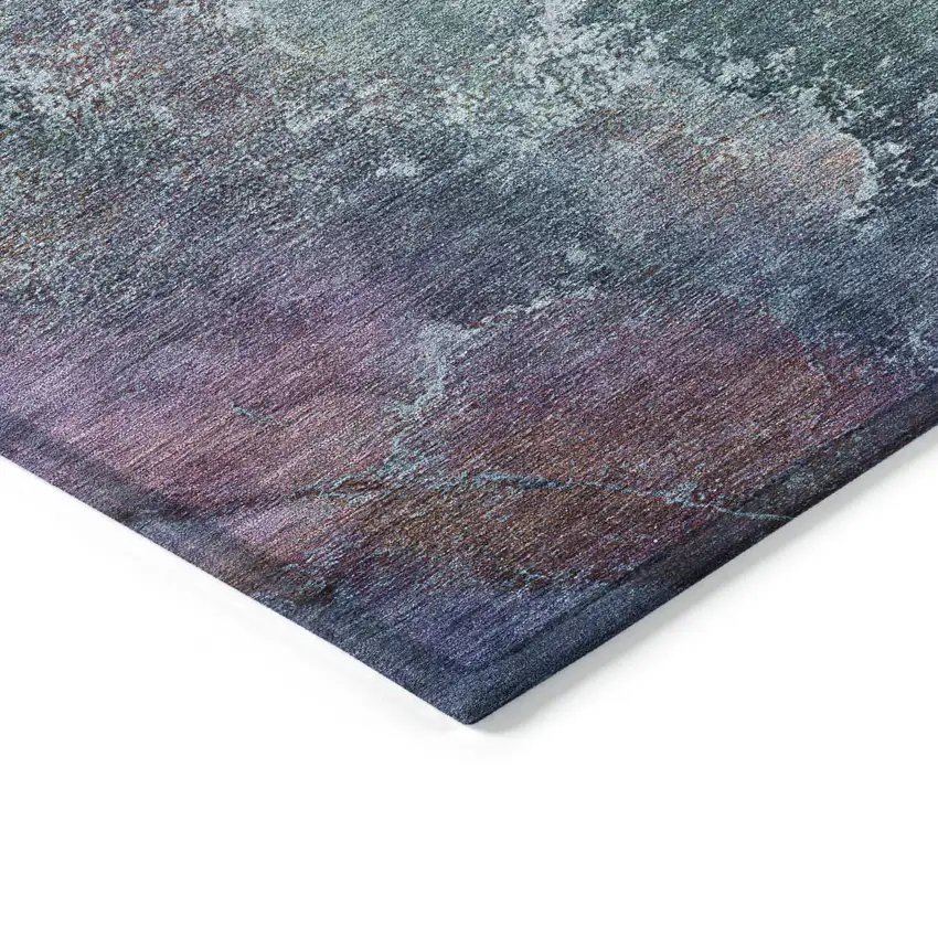 Blue Gray And Green Abstract Washable Indoor Outdoor Area Rug Photo 5