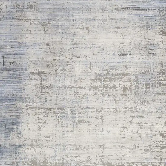 Blue Gray And Ivory Abstract Area Rug With Fringe Photo 7