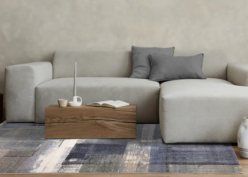 Blue Gray And Ivory Abstract Area Rug Photo 7