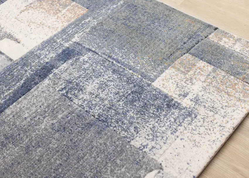 Blue Gray And Ivory Abstract Area Rug Photo 8