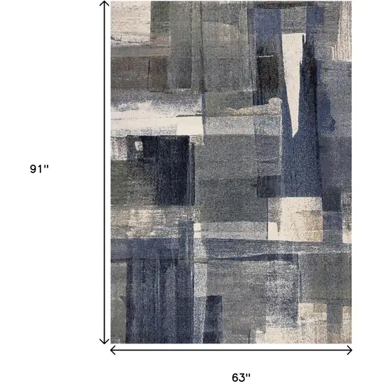 Blue Gray And Ivory Abstract Area Rug Photo 3