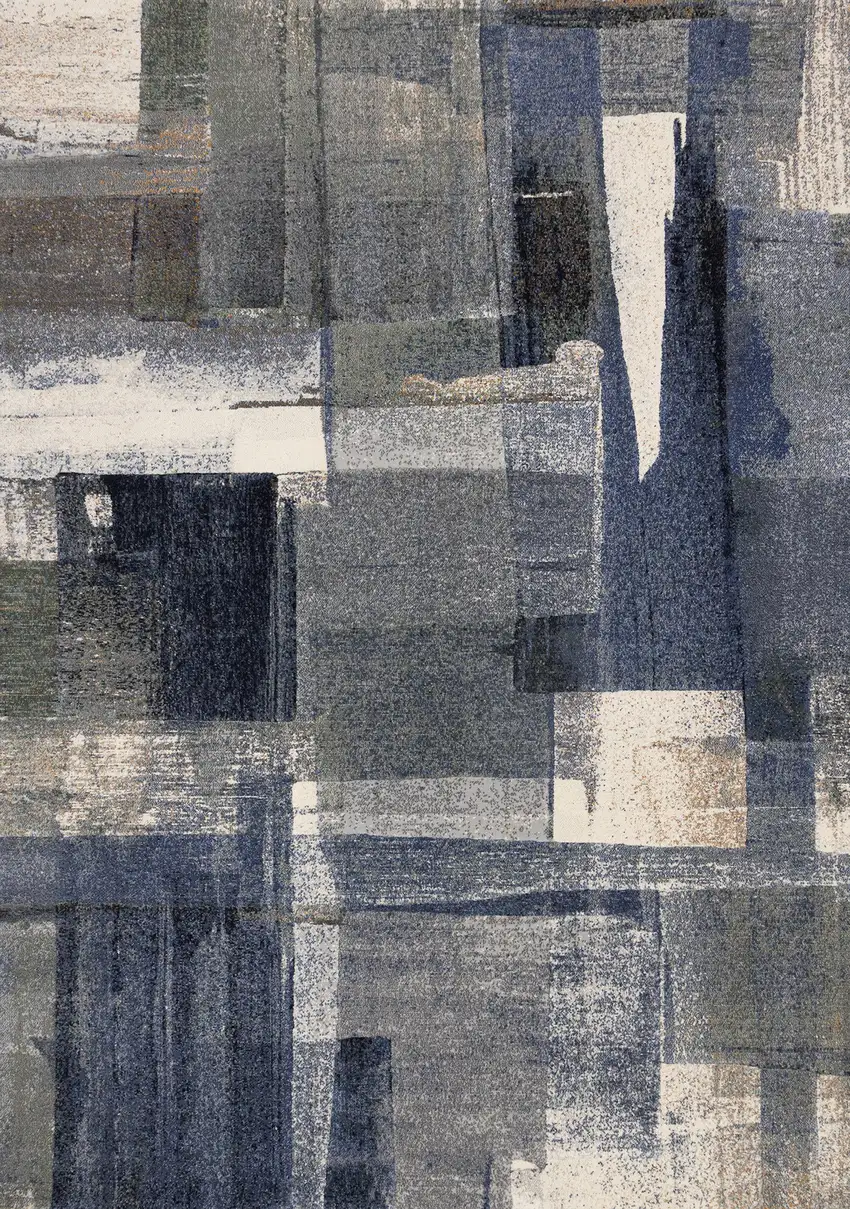 Blue Gray And Ivory Abstract Area Rug Photo 2