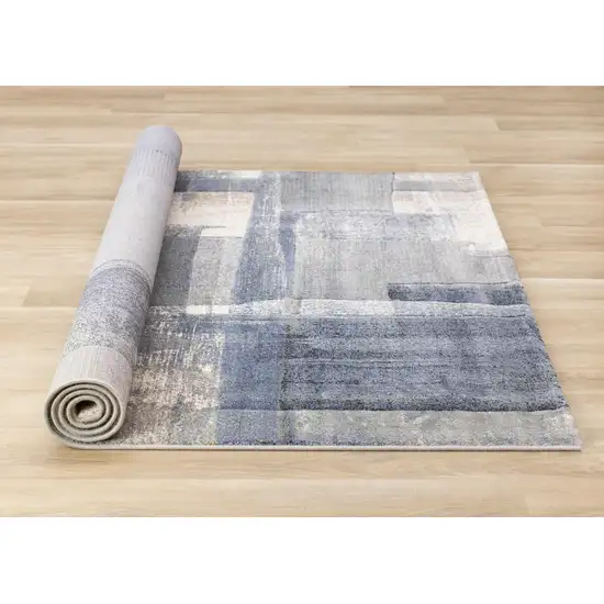 Blue Gray And Ivory Abstract Area Rug Photo 8
