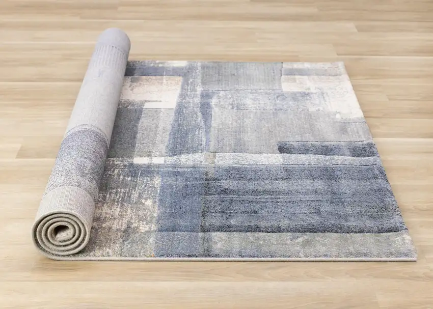 Blue Gray And Ivory Abstract Area Rug Photo 8