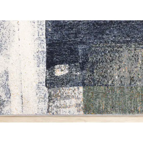 Blue Gray And Ivory Abstract Area Rug Photo 9