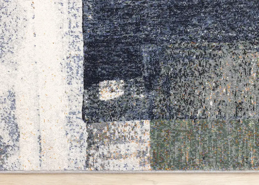 Blue Gray And Ivory Abstract Area Rug Photo 9