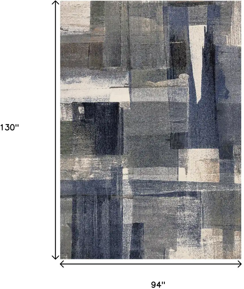 Blue Gray And Ivory Abstract Area Rug Photo 3