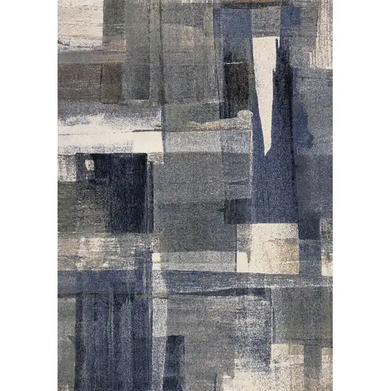 Blue Gray And Ivory Abstract Area Rug Photo 2