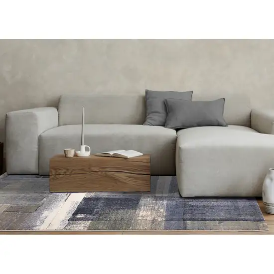 Blue Gray And Ivory Abstract Area Rug Photo 7