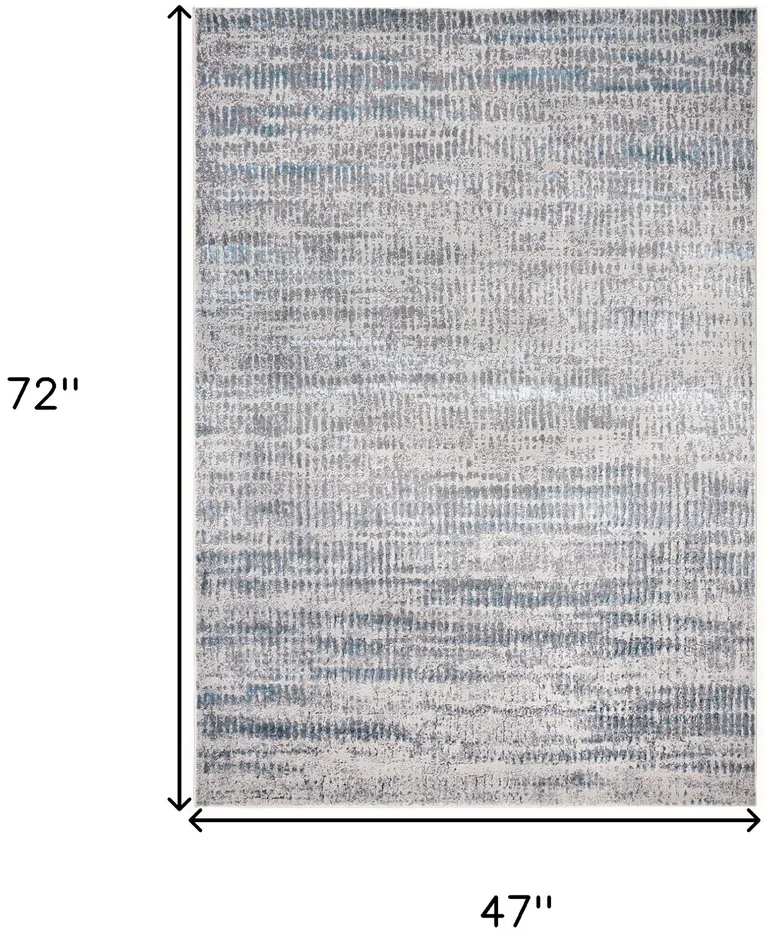 Blue Gray And Ivory Abstract Area Rug Photo 4