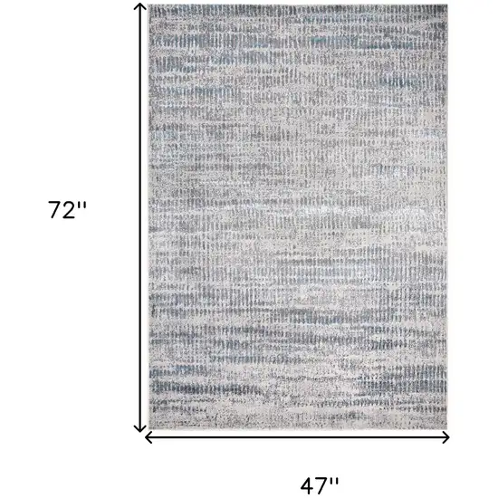Ivory Gray And Blue Abstract Area Rug Photo 3