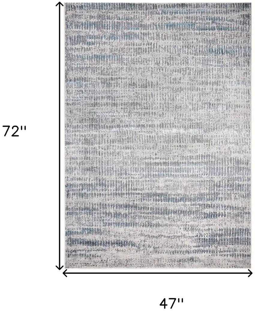 Ivory Gray And Blue Abstract Area Rug Photo 3