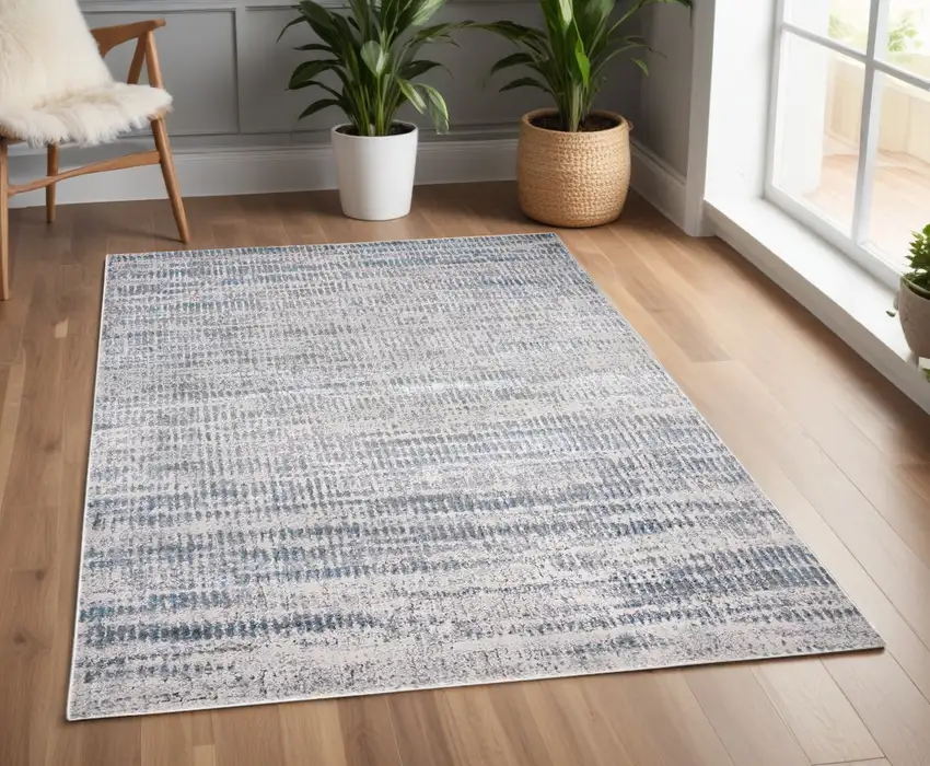 Blue and Ivory Abstract Non Skid Area Rug Photo 1