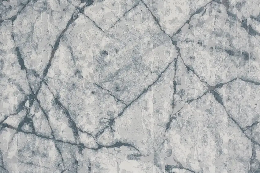 Blue Gray And Ivory Abstract Distressed Stain Resistant Area Rug Photo 7