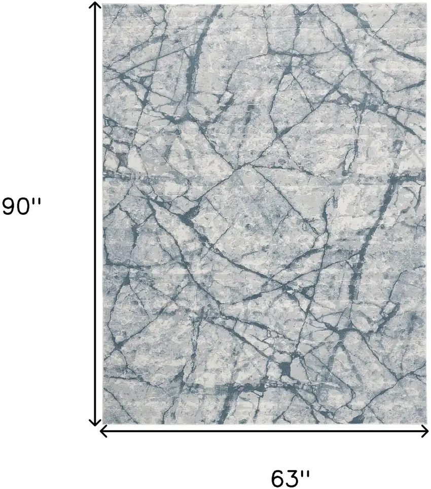 Blue Gray And Ivory Abstract Distressed Stain Resistant Area Rug Photo 9