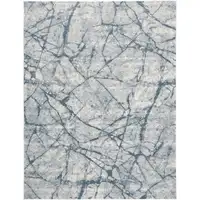 Photo of Blue Gray And Ivory Abstract Distressed Stain Resistant Area Rug