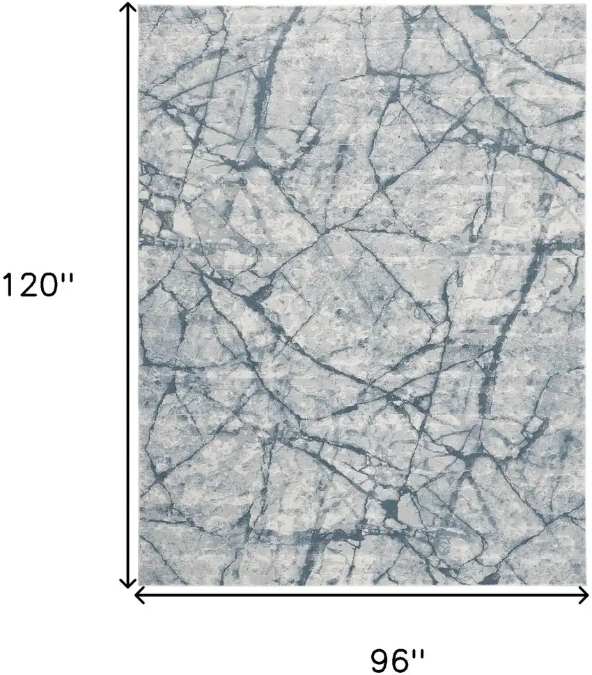 Blue Gray And Ivory Abstract Distressed Stain Resistant Area Rug Photo 9