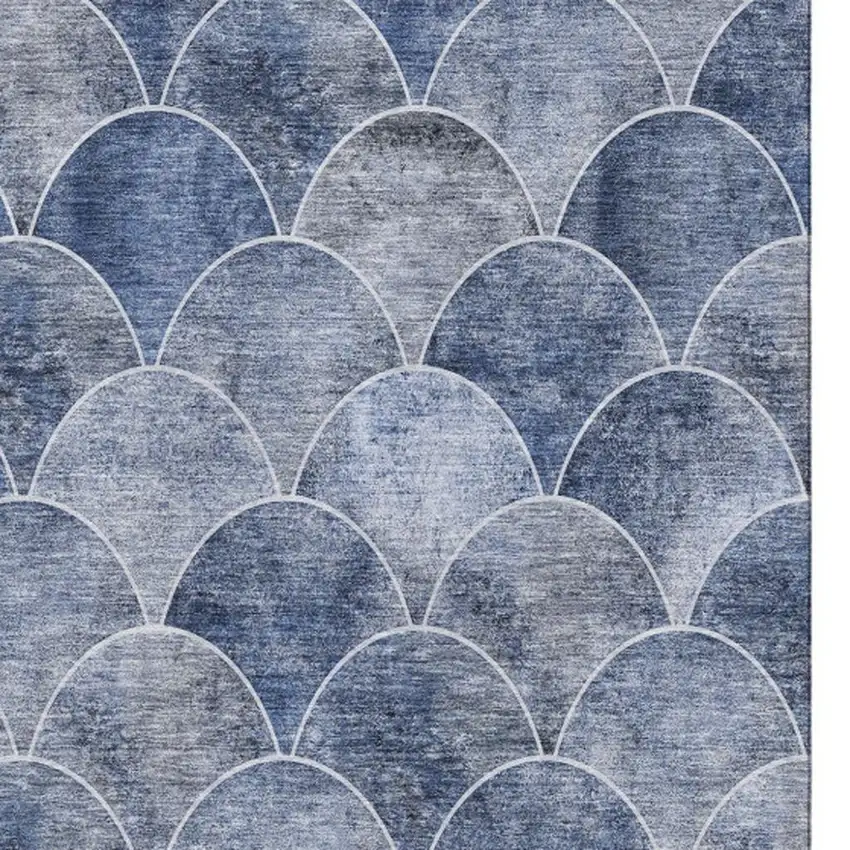 Blue Gray And Ivory Abstract Geometric Washable Area Rug With UV Protection Photo 3