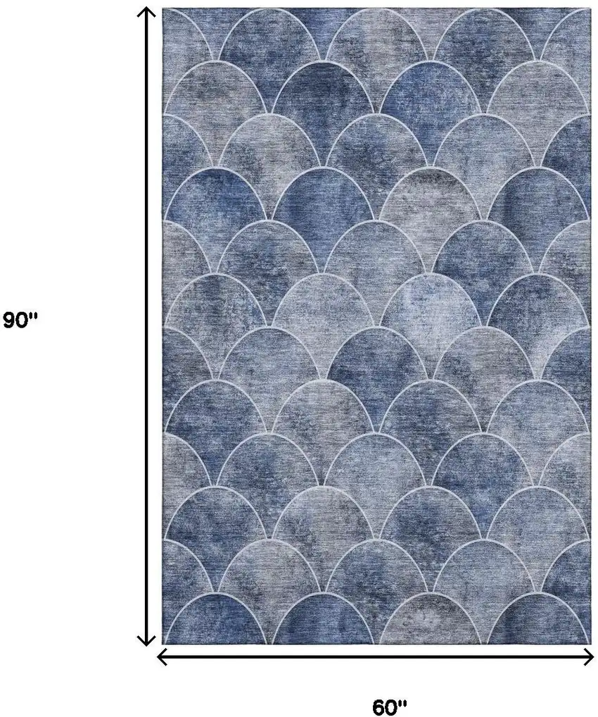 Blue Gray And Ivory Abstract Geometric Washable Area Rug With UV Protection Photo 3