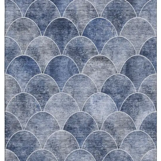 Blue Gray And Ivory Abstract Geometric Washable Area Rug With UV Protection Photo 8