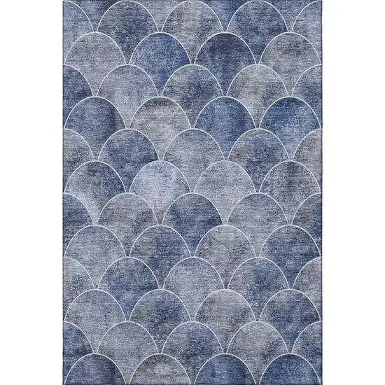 Blue Gray And Ivory Abstract Geometric Washable Area Rug With UV Protection Photo 4