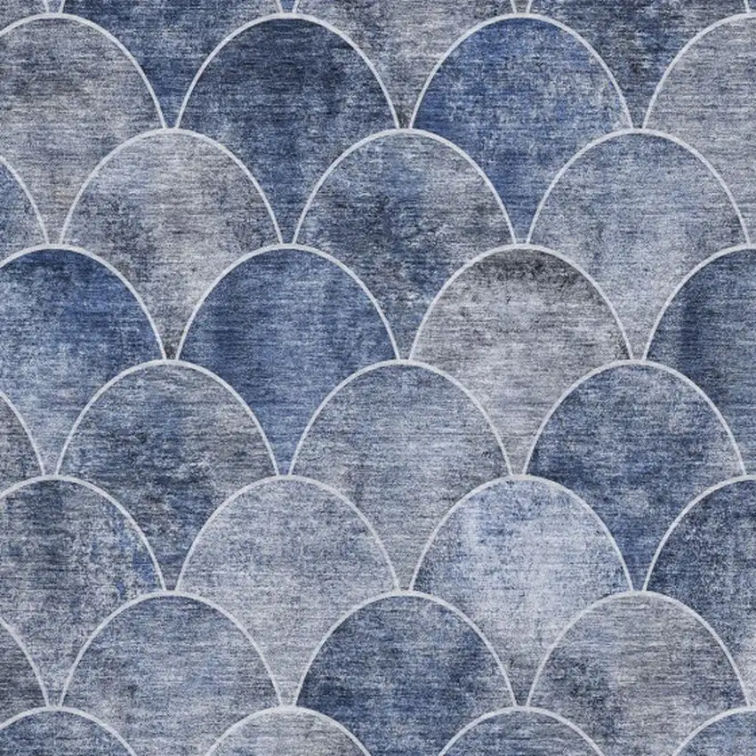 Blue Gray And Ivory Abstract Geometric Washable Area Rug With UV Protection Photo 7