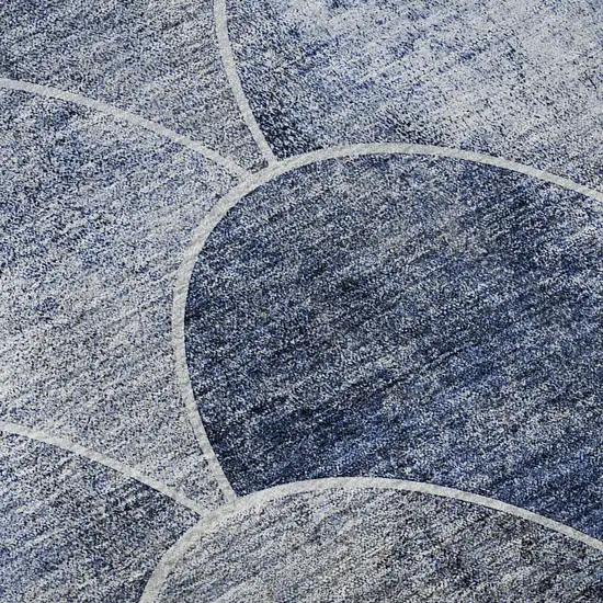 Blue Gray And Ivory Abstract Geometric Washable Area Rug With UV Protection Photo 9