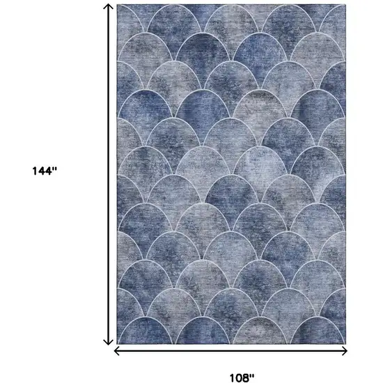 Blue Gray And Ivory Abstract Geometric Washable Area Rug With UV Protection Photo 3