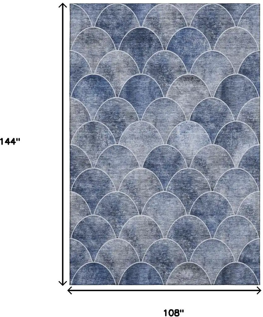 Blue Gray And Ivory Abstract Geometric Washable Area Rug With UV Protection Photo 3