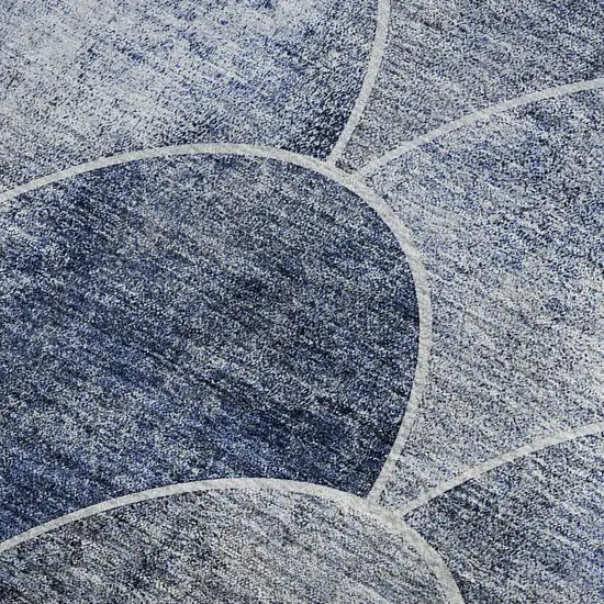 Blue Gray And Ivory Abstract Geometric Washable Area Rug With UV Protection Photo 7