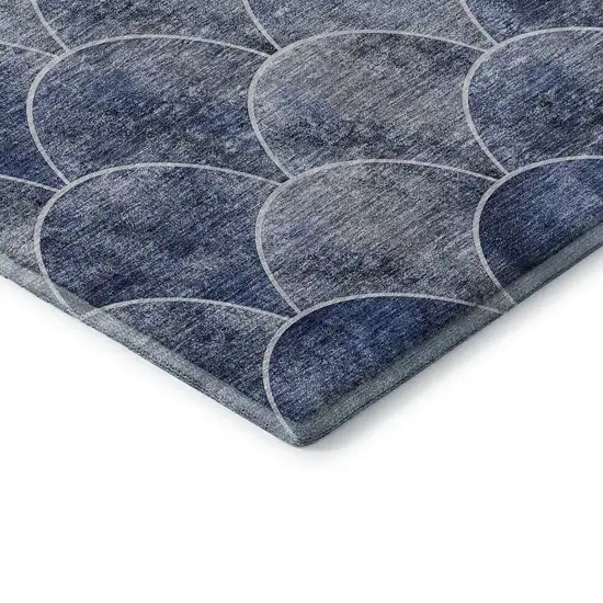 Blue Gray And Ivory Abstract Geometric Washable Area Rug With UV Protection Photo 9