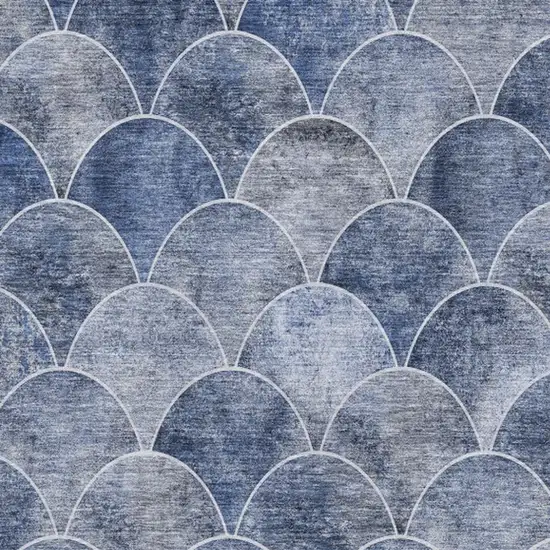 Blue Gray And Ivory Abstract Geometric Washable Area Rug With UV Protection Photo 8