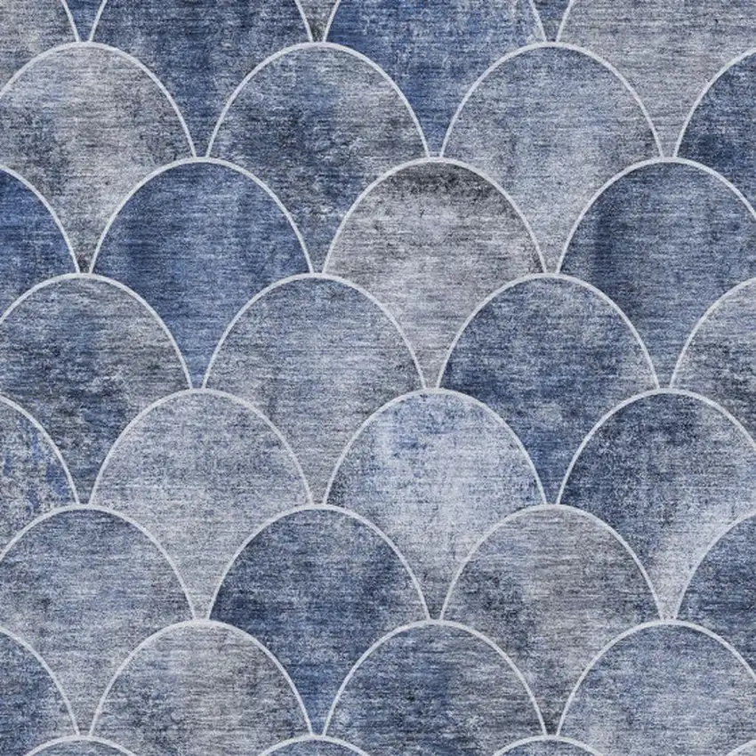 Blue Gray And Ivory Abstract Geometric Washable Area Rug With UV Protection Photo 8