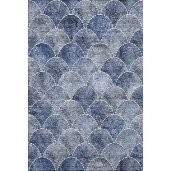Blue Gray And Ivory Abstract Geometric Washable Area Rug With UV Protection Photo 1