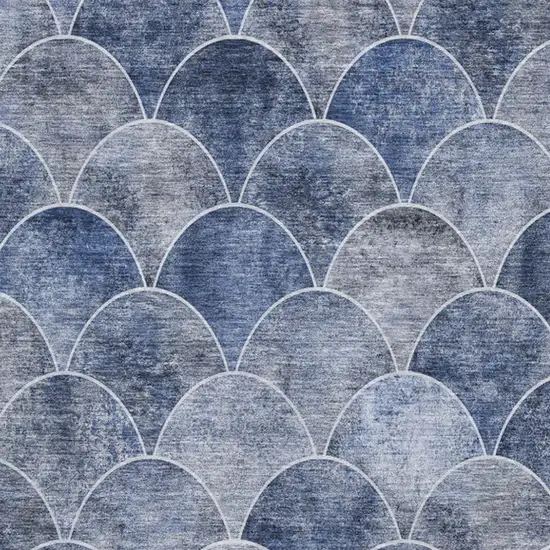 Blue Gray And Ivory Abstract Geometric Washable Area Rug With UV Protection Photo 3