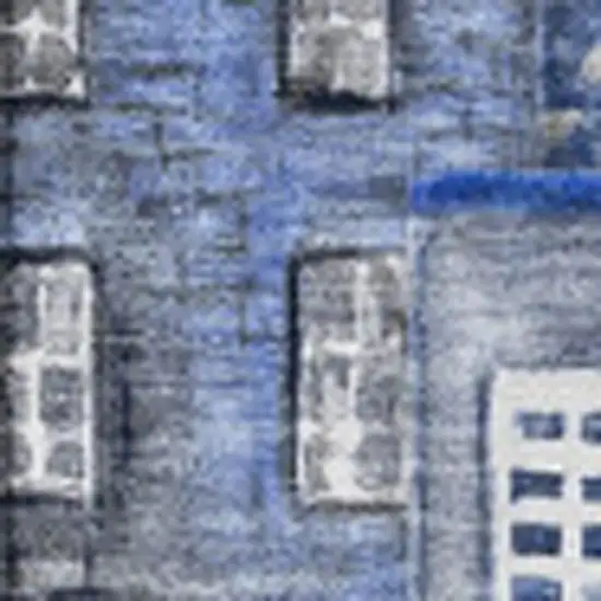 Blue Gray And Ivory Abstract Geometric Washable Area Rug With UV Protection Photo 3