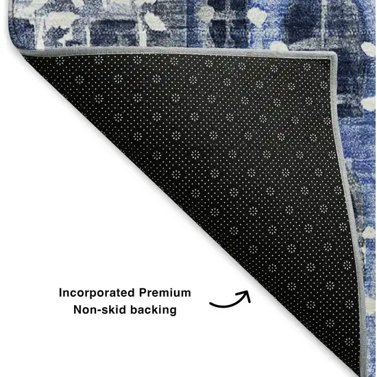 Blue Gray And Ivory Abstract Geometric Washable Area Rug With UV Protection Photo 7