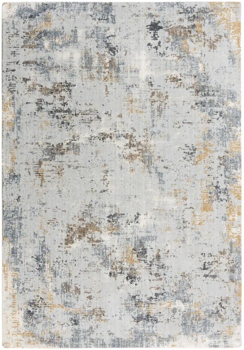 Blue Gray And Ivory Abstract Hand Carved Handmade Area Rug Photo 3