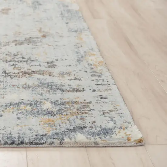 Blue Gray And Ivory Abstract Hand Carved Handmade Area Rug Photo 2