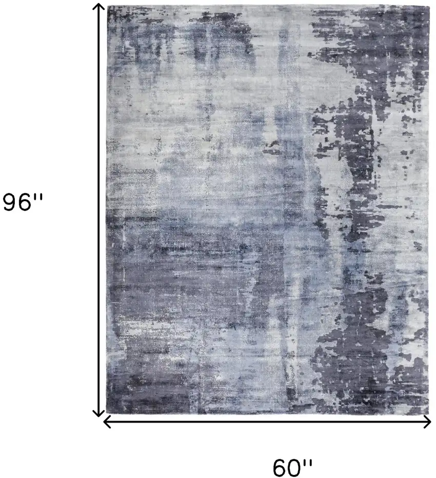 Blue Gray And Ivory Abstract Hand Woven Area Rug Photo 10